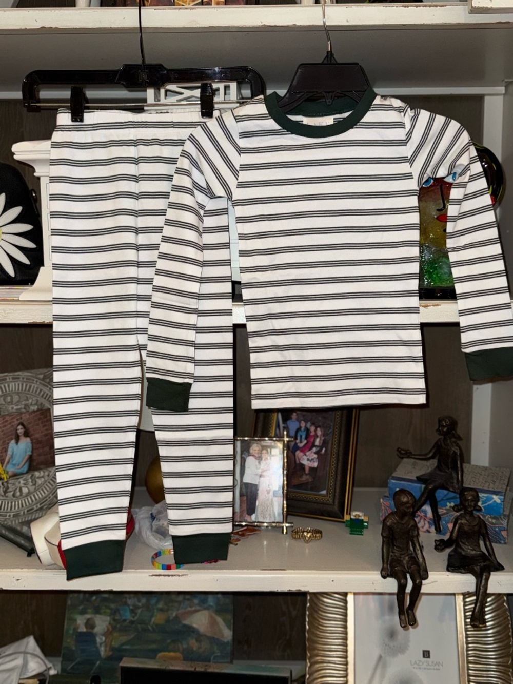 LAKE kids size 6 long long pajamas pjs florist stripe